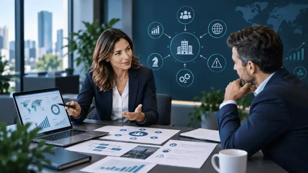 Strategisch overleg over de interne en externe context van een organisatie binnen ISO 9001 normelement 4.1.